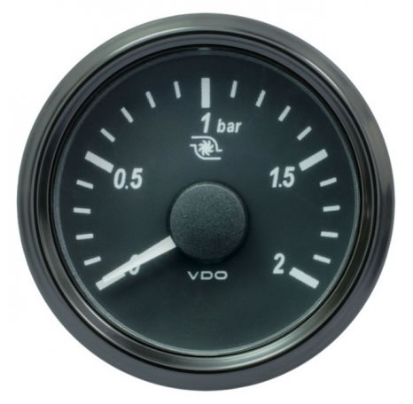 VDO SingleViu Turbo Pressure Gauges 2Bar Black 52mm